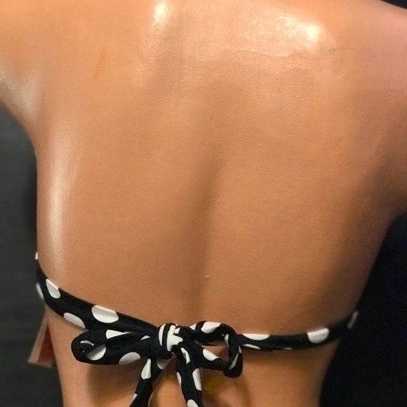 Betsey Johnson polka dot bikini at the hop vintage swimsuit black white aqua nwt - Picture 5 of 9